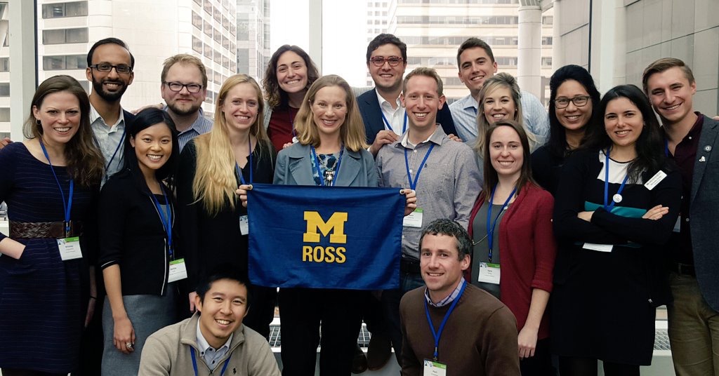 Liz with University of Michigan chapter members in 2015